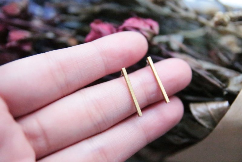 金条／极简约欧美风／金工设计黄铜耳环／目前手工库存：1 - 耳环/耳夹 - 其他金属 金色