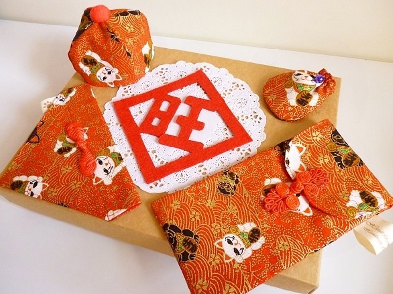 福气满满旺过年˙红火火招财猫˙宠过年套组<限量一组˙免运> - 项圈/牵绳 - 其他材质 红色