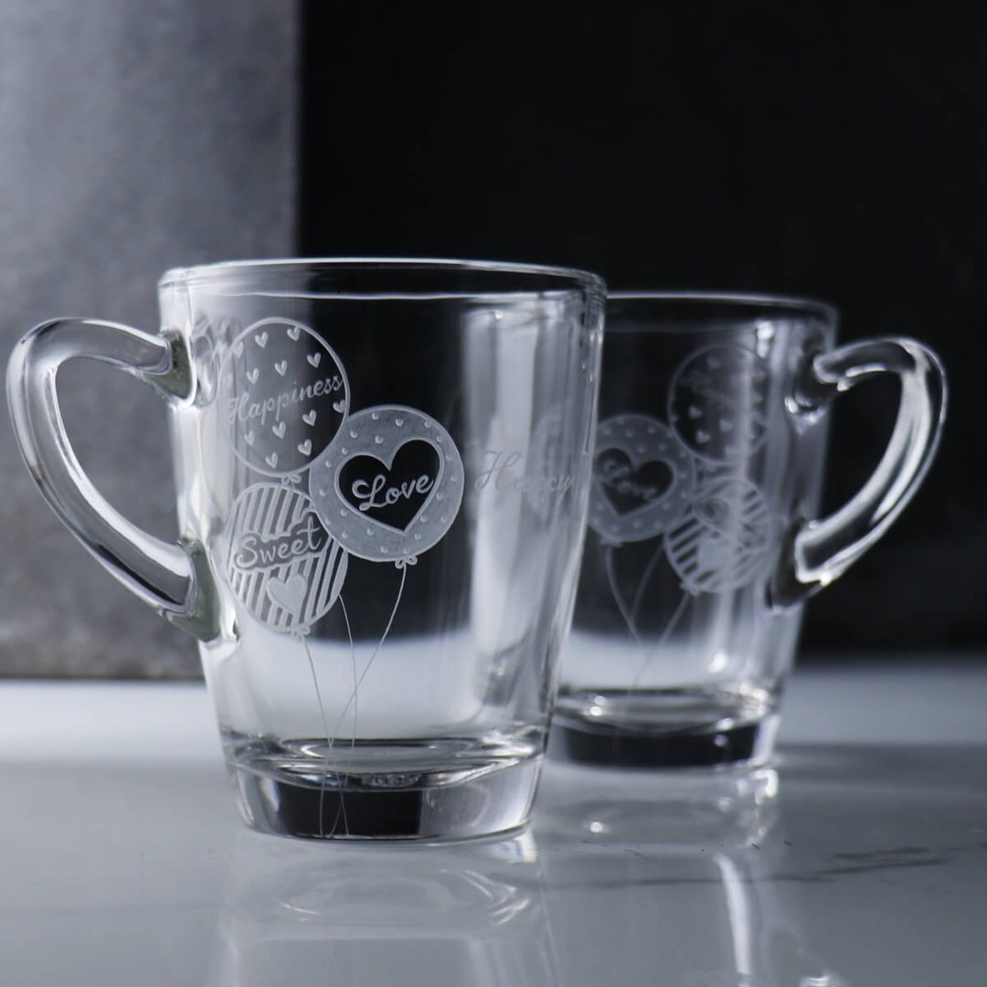 (一对价)320cc【气球婚礼】Happy Wedding结婚马克对杯 - 咖啡杯/马克杯 - 玻璃 灰色