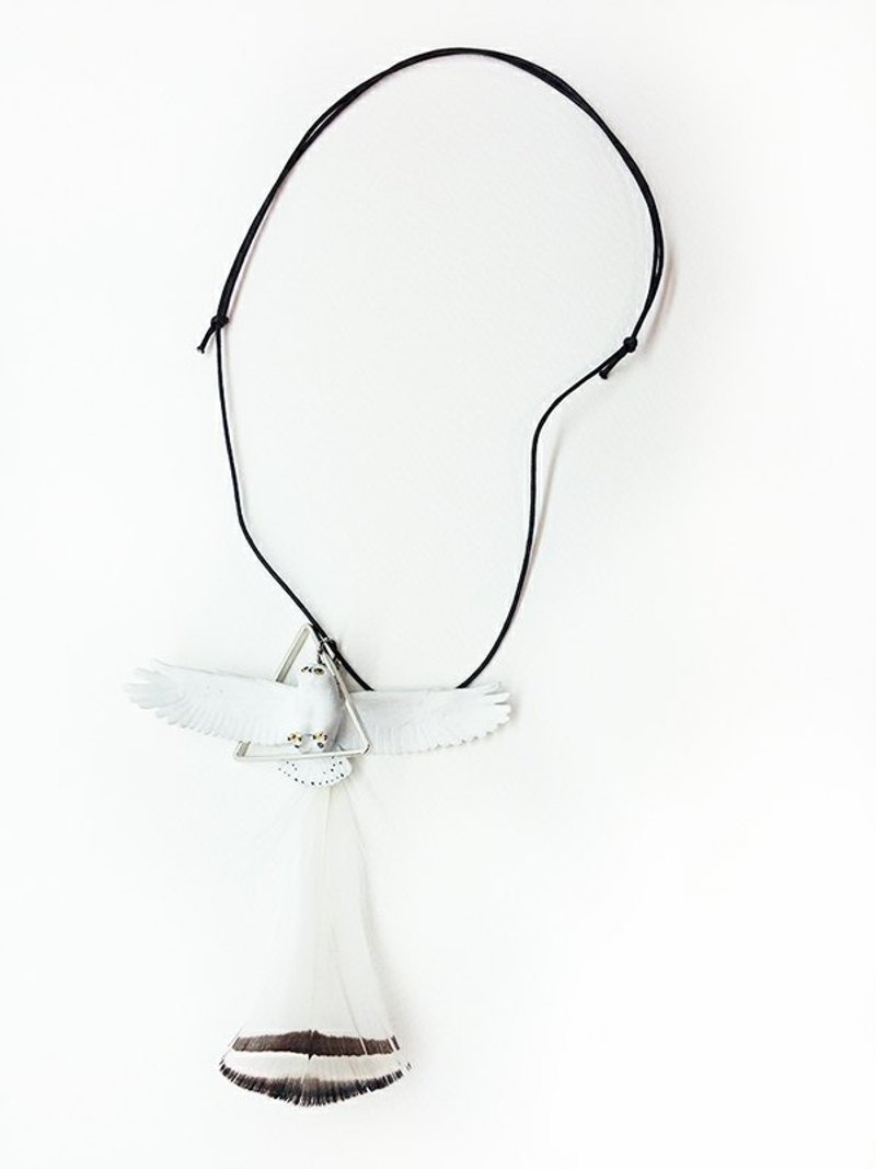 哞人爱。猫头鹰项链 - 项链 - 塑料 白色