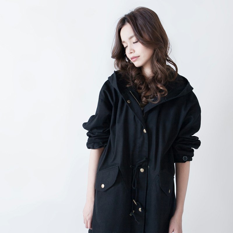 SUMI△ 旅人风衣连帽外套▽3AF232_黑 - 女装西装外套/风衣 - 棉．麻 黑色