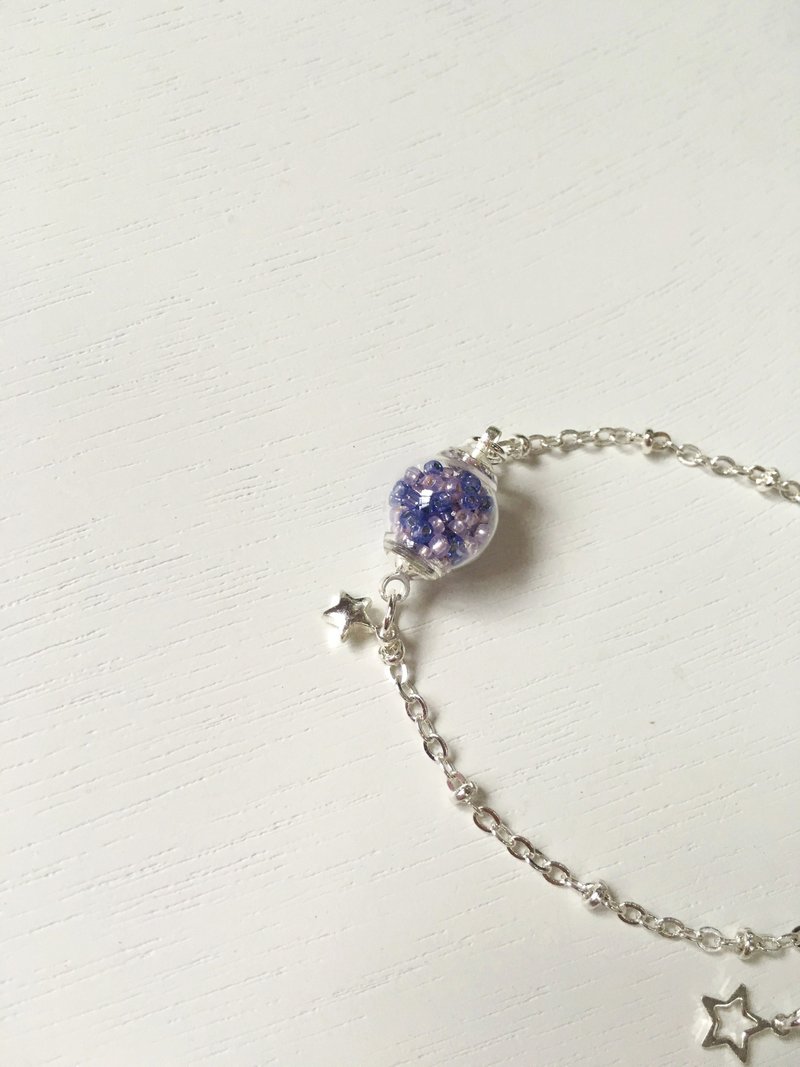 *Haku·Neko* 薰衣草园 - 紫色混合玻璃珠子星光手链 - 手链/手环 - 玻璃 紫色
