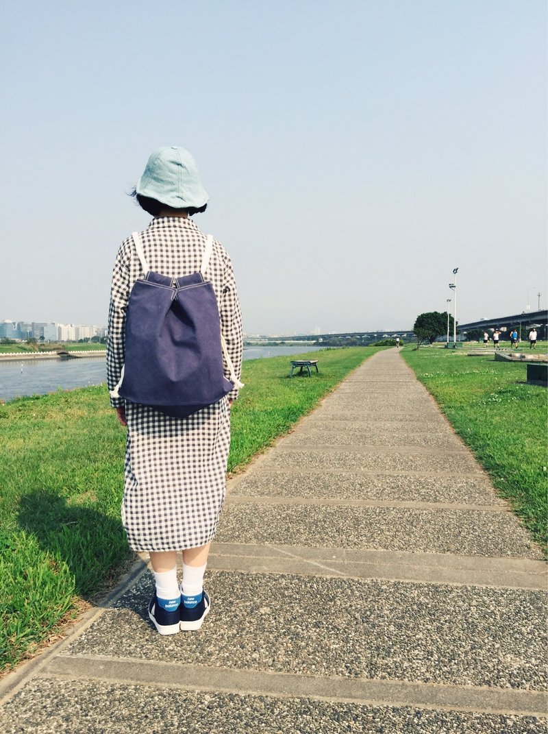 不一般束口袋/后背包/手提包/肩背包/侧背包/束口后背包/深蓝色 - 束口袋双肩包 - 其他材质 蓝色