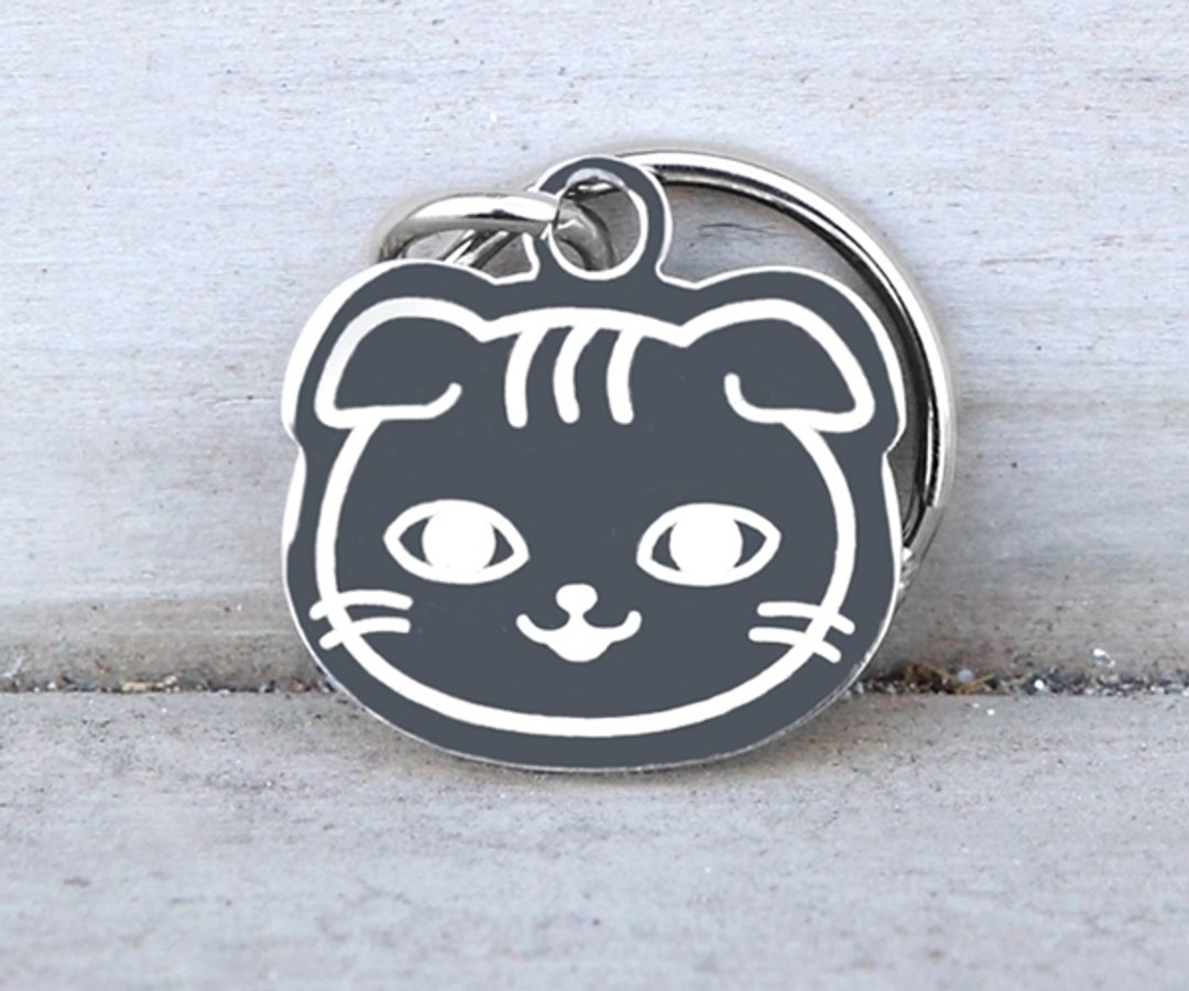 【折耳猫猫-4款】‘猫猫形状’专属-定制名牌（6色钻）◆可爱x防走失◆ - 项圈/牵绳 - 其他金属 红色