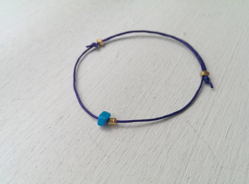 空气般存在 极简幸运蜡绳  #陨石    (皇家宝蓝 土耳其碎石) - 手链/手环 - 其他金属 蓝色