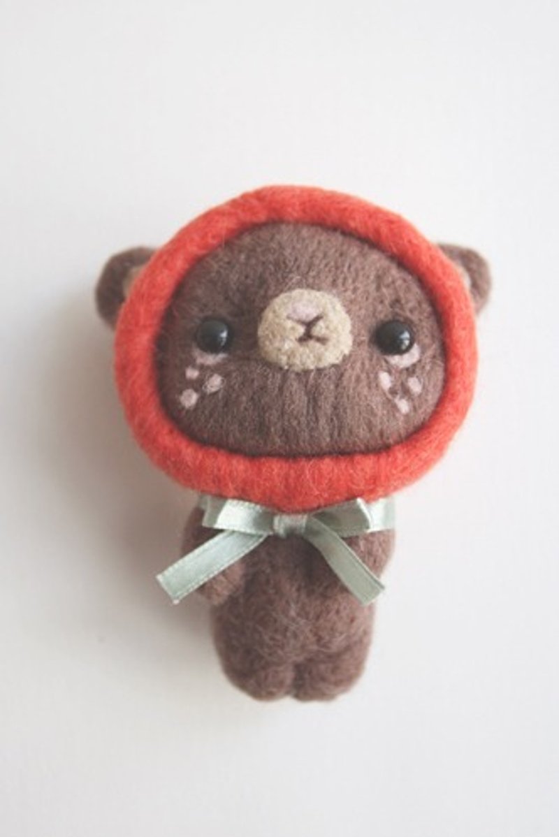 可爱森林-草莓熊与草莓羊毛毡挂饰 - 钥匙链/钥匙包 - 其他材质 粉红色