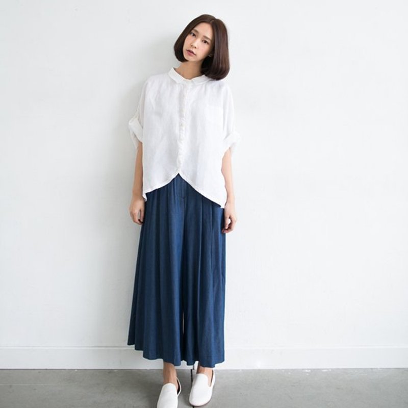 自然棉麻长裤裙/宽裤 - 女装长裤 - 其他材质 蓝色