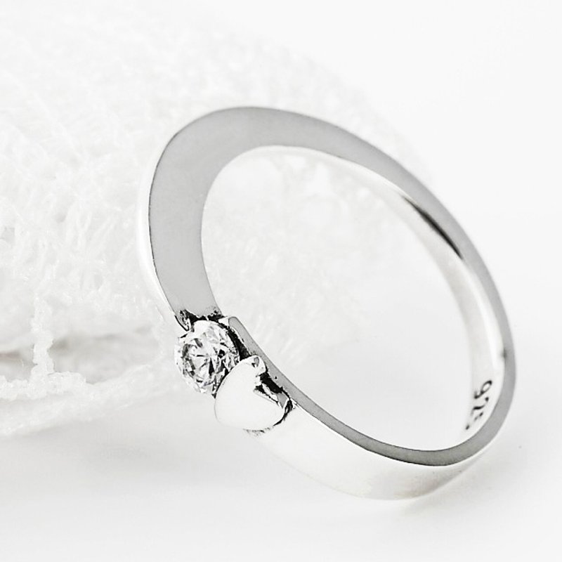 纯银戒指 相依 925纯银 戒指-ART64 爱心戒指 - 戒指 - 纯银 灰色