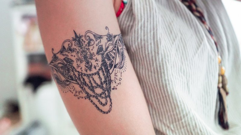 夏日饰物波希米亚臂环剌青纹身贴纸浪漫唯美性感个性民族沙滩派对 - 纹身贴 - 纸 蓝色