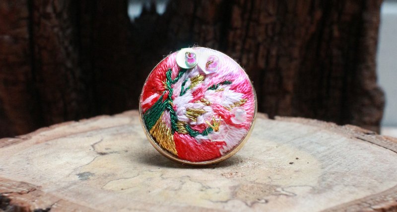 手工刺绣戒指✤暧昧 Ambiguous - 戒指 - 绣线 粉红色