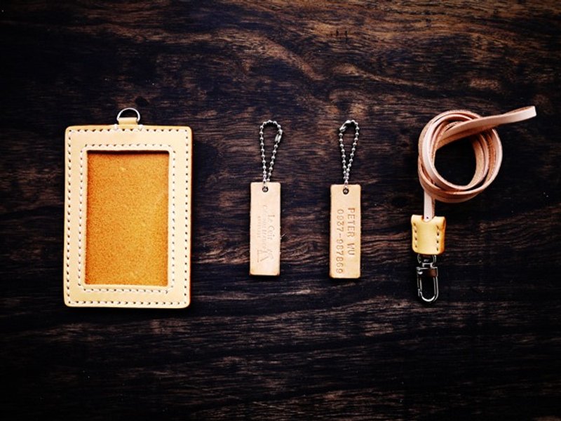 【Le Cuir】 手工皮革 识别证夹 证件夹/黄棕 - 皮件 - 真皮 橘色