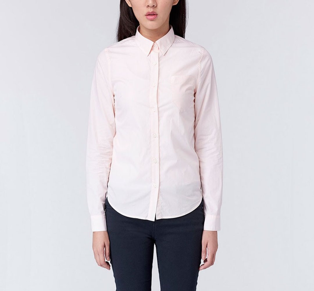 【上班单品 出清品】细条纹长袖衬衫(橙) - 女装衬衫 - 棉 橘色