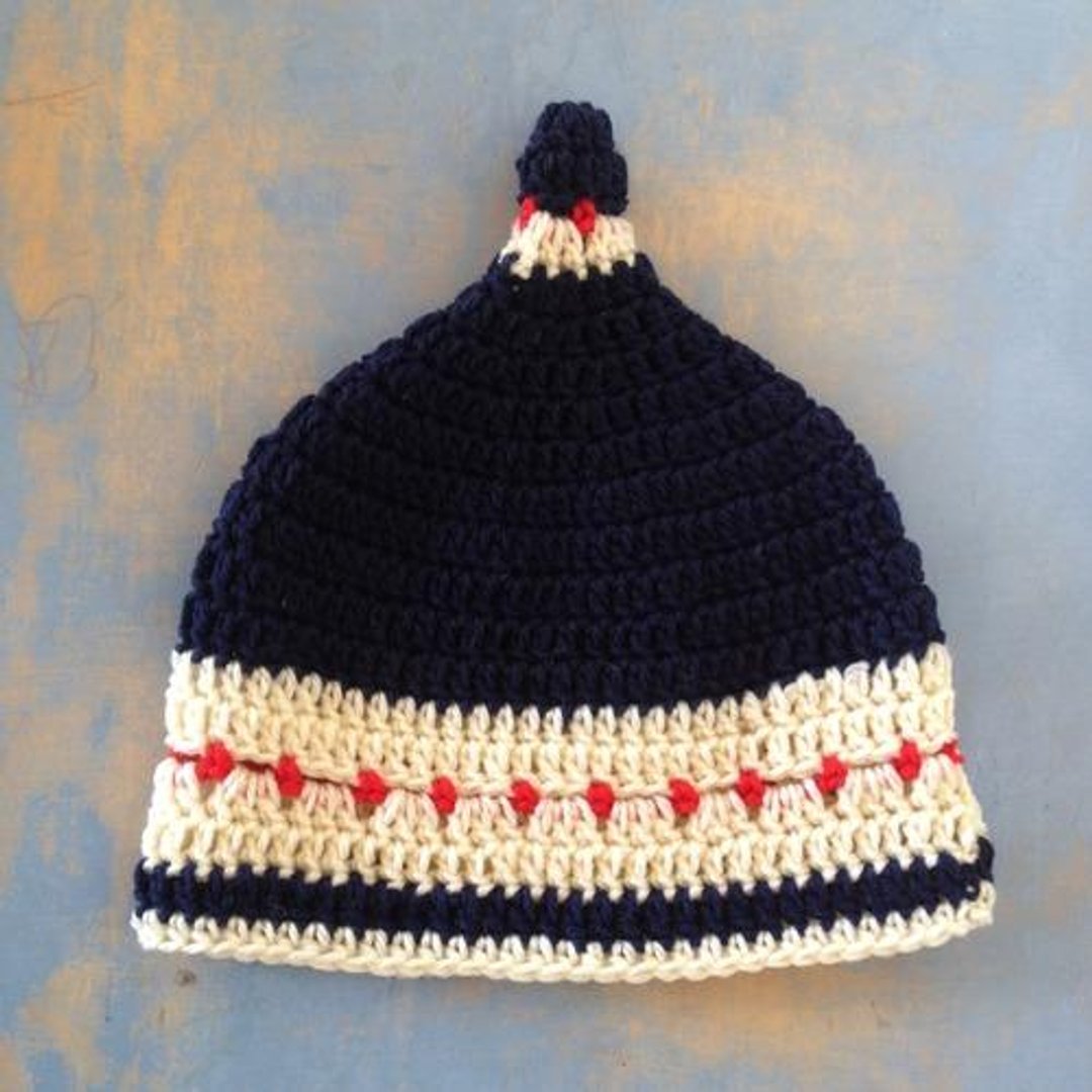 Nordic Navy M gnome beanie pixie kobito navy blue white red dots winter warm australia freewrapping gift wrapping present room natural europe - 男装针织衫/毛衣 - 其他材质 蓝色