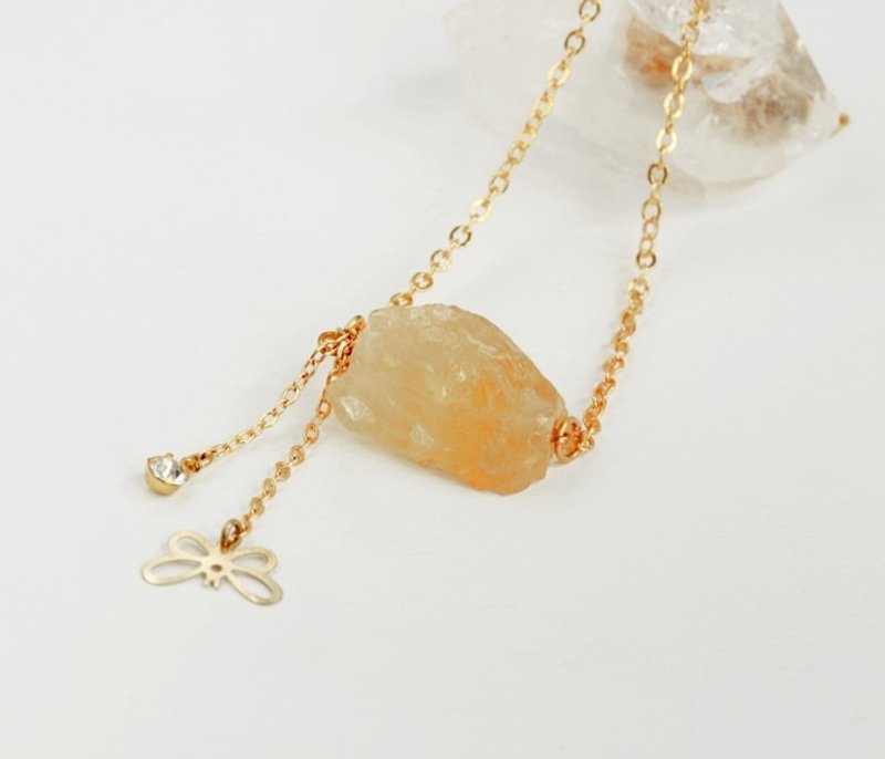 秘密花园-招财之石 黄水晶原石项链 天然石手创 极简几何 个性 情人节 生日礼物 纪念日 宴会 party 交换礼物 圣诞节 - 项链 - 宝石 