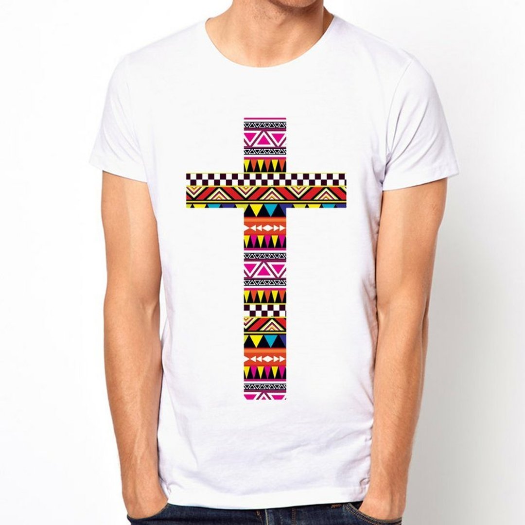 AZTEC CROSS短袖T恤-白色 十字架 民族 宗教 设计 艺术 - 男装上衣/T 恤 - 其他材质 白色