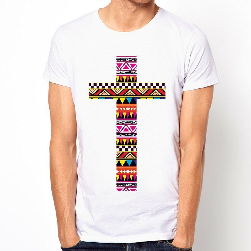 AZTEC CROSS短袖T恤-白色 十字架 民族 宗教 设计 艺术 - 男装上衣/T 恤 - 其他材质 白色