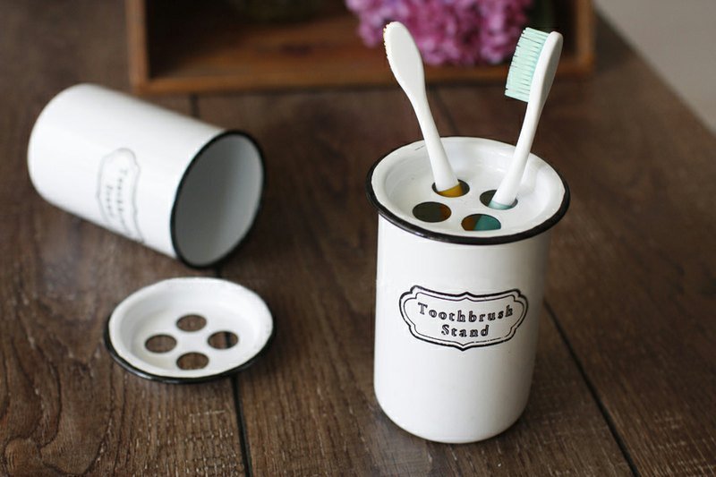 ✄ 生活道具 ｜巴黎经典复古珐琅牙刷架 (预购) - 摆饰 - 其他材质 白色