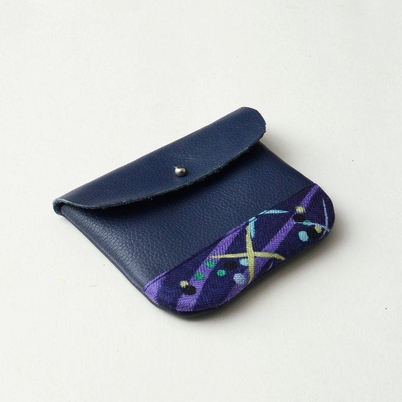 【烟火师傅的锦囊】牛皮零钱包 可放悠游卡、杂物、耳机 绿色皮革钱包 定制刻字当礼物 - 零钱包 - 真皮 蓝色