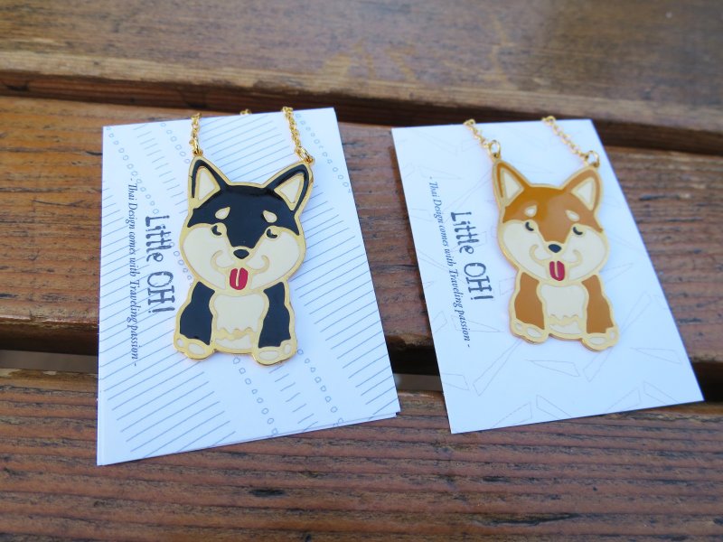 日本柴犬  手作长版项链 - 项链 - 其他金属 橘色