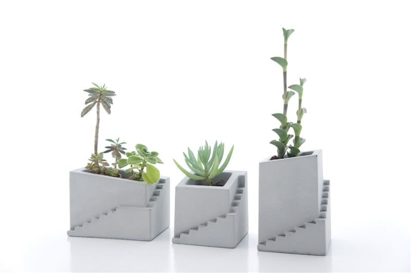 KALKI'D 亲水泥花器-地中海(高长正) 三入组  /水泥/工业风/植栽/ - 植栽/盆栽 - 水泥 灰色