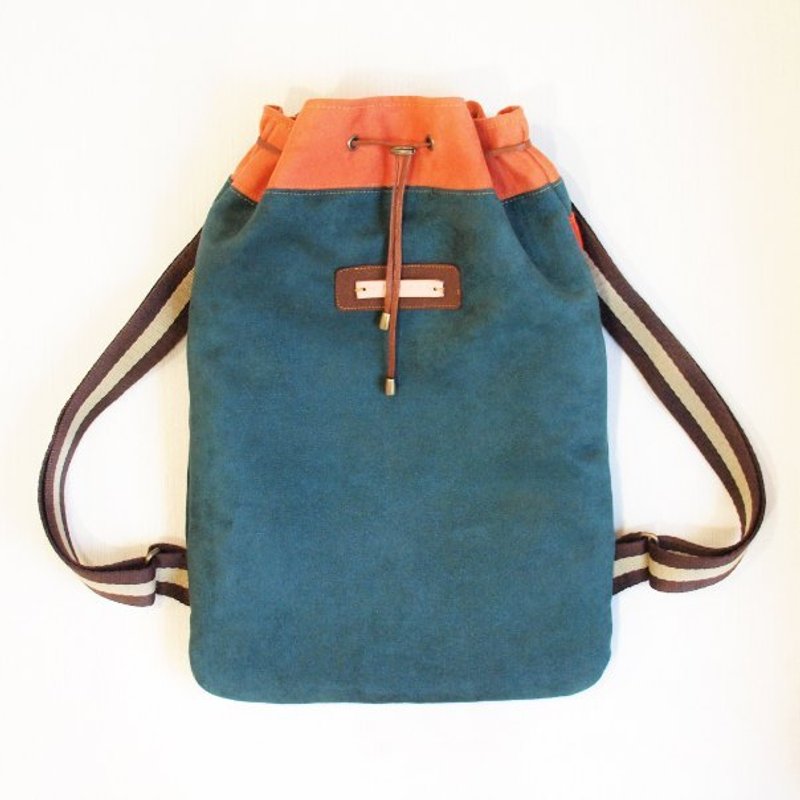 1pinfun ♡ 麂皮布 简约 束口 后背包 珊瑚色 褐返色* - 束口袋双肩包 - 其他材质 蓝色