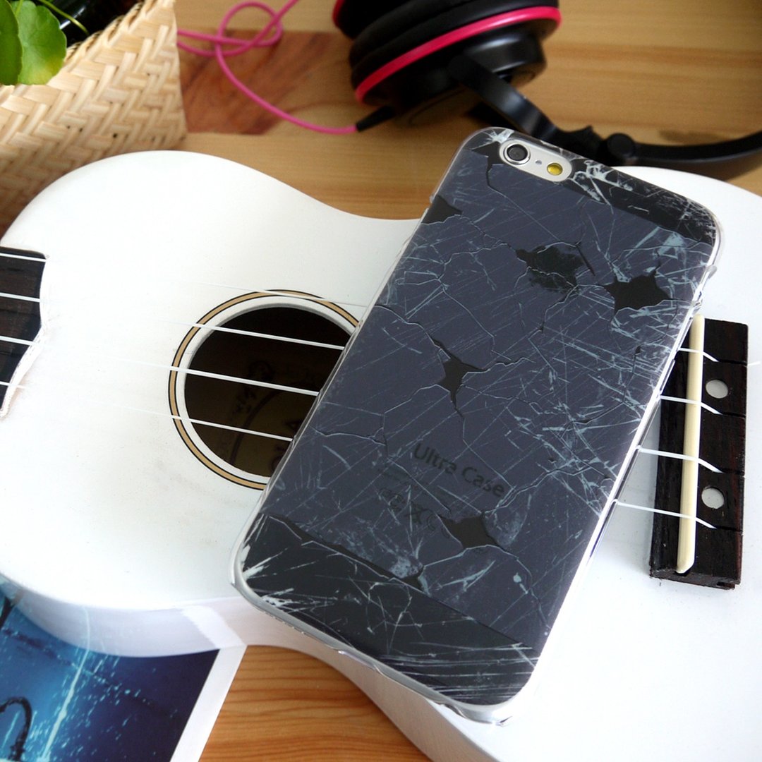 香港原创设计 黑色裂开图案1 iPhone X,  iPhone 8,  iPhone 8 Plus,  iPhone 7, iPhone 7 Plus, iphone 6/6S , iphone 6/6S PLUS, Samsung Galaxy Note 7 透明手机壳 - 手机壳/手机套 - 塑料 黑色