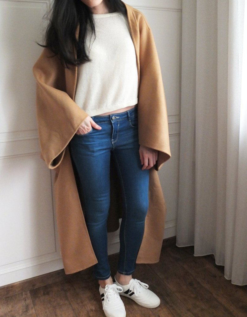 驼色PONCHO敞开式毛毯羊毛大衣(双层喀什米尔羊毛/出清折扣品) - 女装休闲/机能外套 - 棉．麻 咖啡色