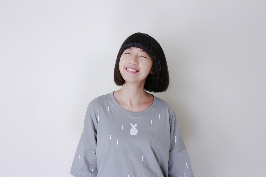 绒毛富贵 六分袖薄T-shirt - 女装 T 恤 - 棉 灰色