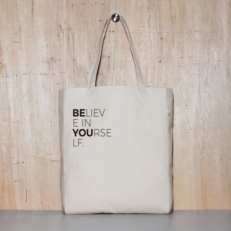 帆布袋 托特包 环保 可买空白 - 相信自己 - 侧背包/斜挎包 - 棉．麻 灰色
