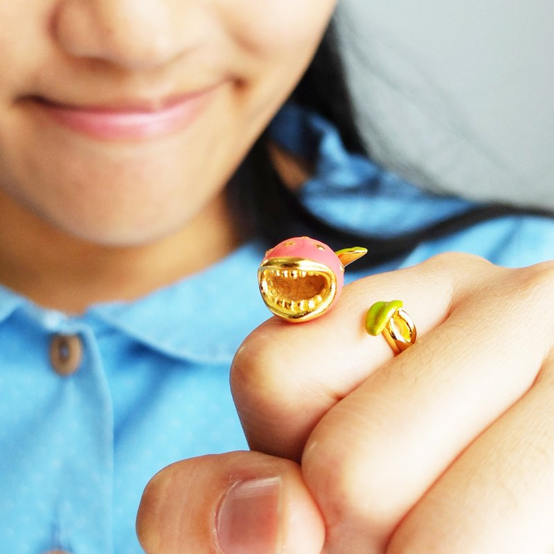 大王花黄铜戒指 （粉红色） - 戒指 - 其他金属 粉红色