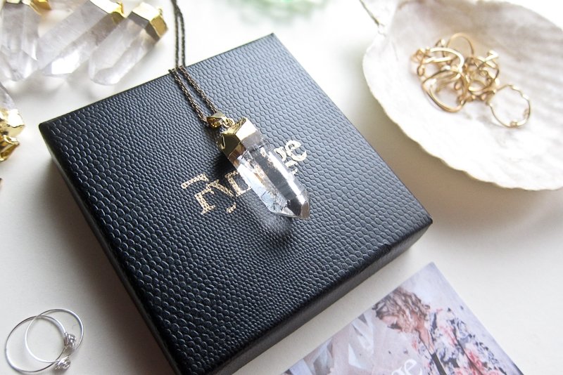 Fyntage::裸矿系::白水晶长项链 - 项链 - 宝石 金色