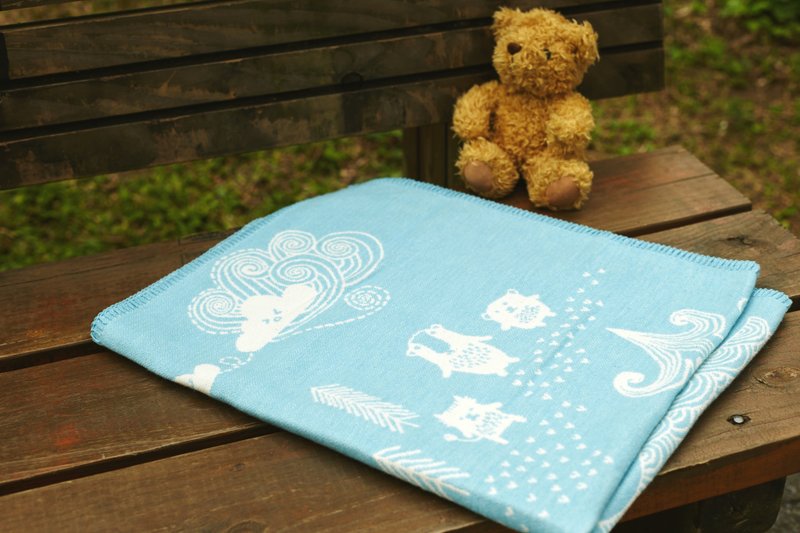 瑞典Klippan舒柔纯棉宝宝毯--小熊熊(蓝色) - 被子/毛毯 - 棉．麻 蓝色