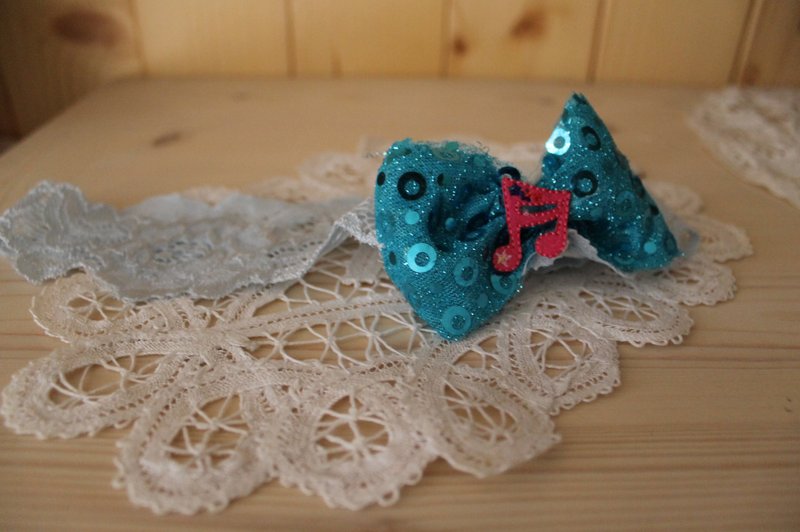 oleta的手做饰品-粉音符亮亮蓝结bb发带 - 发饰 - 其他材质 蓝色