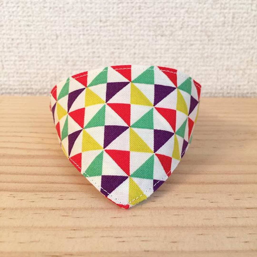 Cat Bandana Collar with Geometric Pattern Sankaku and Corner Ring For Kittens to Adult Cats - 衣/帽 - 其他材质 