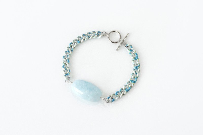 高品质大颗海蓝宝石手链 // 3月生日石 - 手链/手环 - 宝石 蓝色