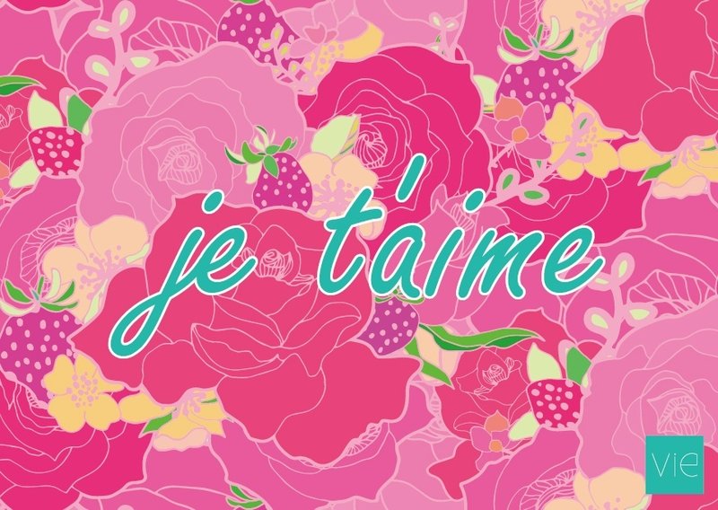 【明信片】je t'aime - 卡片/明信片 - 纸 粉红色