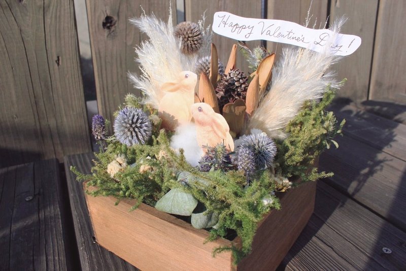 秘密花园_木盒干燥花礼(L)_可定制 - 植栽/盆栽 - 植物．花 绿色