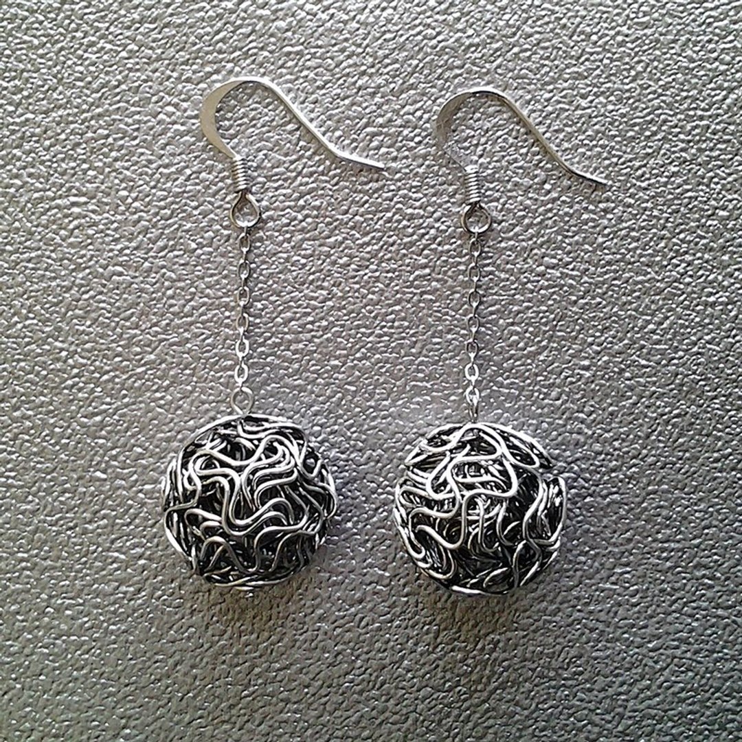 EarringFanatic金属缠绕立体圆形耳环 - 耳环/耳夹 - 其他金属 灰色