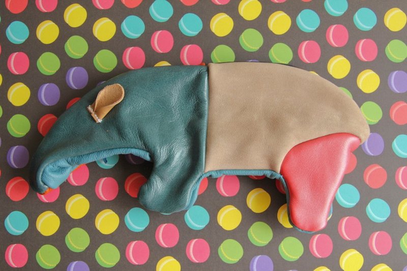 +zoom-  马来貘 造型笔袋-牛皮皮革 - 手提包/手提袋 - 真皮 多色