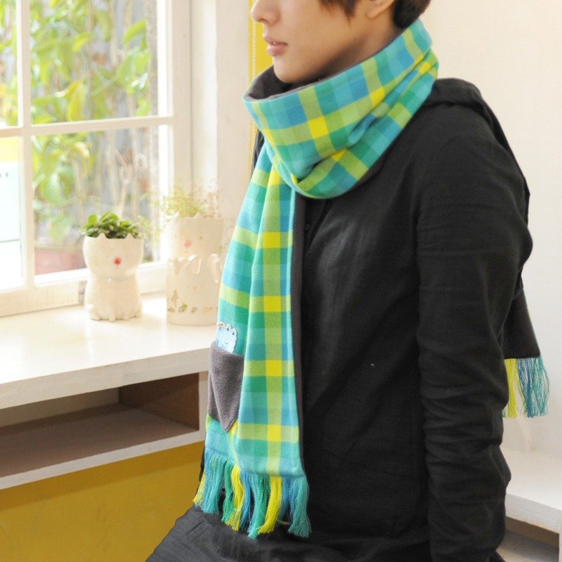 P714 软绵绵围巾＿圣诞绿“拼皮猪” - 丝巾 - 其他材质 绿色