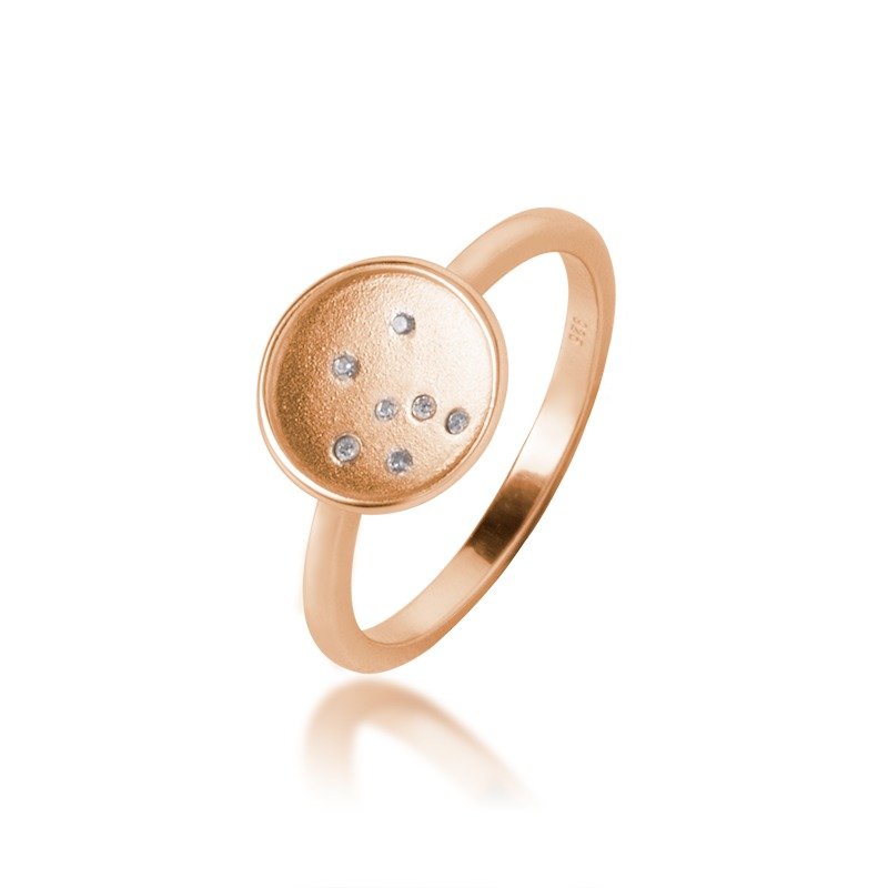 雾面星钻纯银戒(玫瑰金) 手作饰品 - 戒指 - 其他金属 