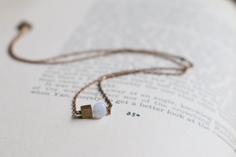 <☞ HAND IN HAND ☜>蓝纹玛瑙-方圆 项链 (0750) - 项链 - 宝石 蓝色