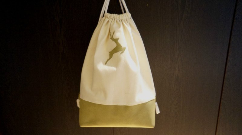 绿麋鹿迷路了 (圣诞节热销款) - 束口袋双肩包 - 其他材质 绿色