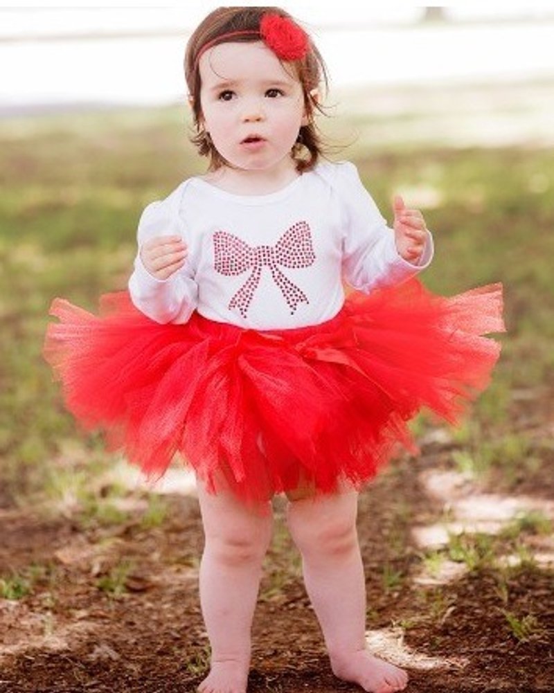 美国 Rufflebutts 红色蝴蝶结包屁衣+红色TUTU套组 - 其他 - 其他材质 红色