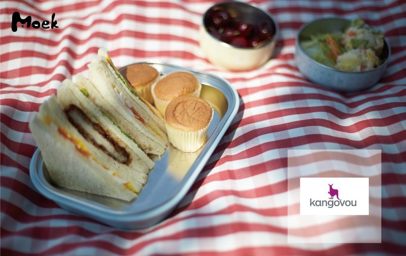 美国Kangovou小袋鼠不锈钢安全平板餐盘-野莓蓝 - 儿童餐具/餐盘 - 不锈钢 蓝色