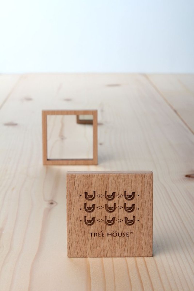 木制随身镜-飞翔鸟儿-可雕刻名字 - 其他 - 木头 卡其色