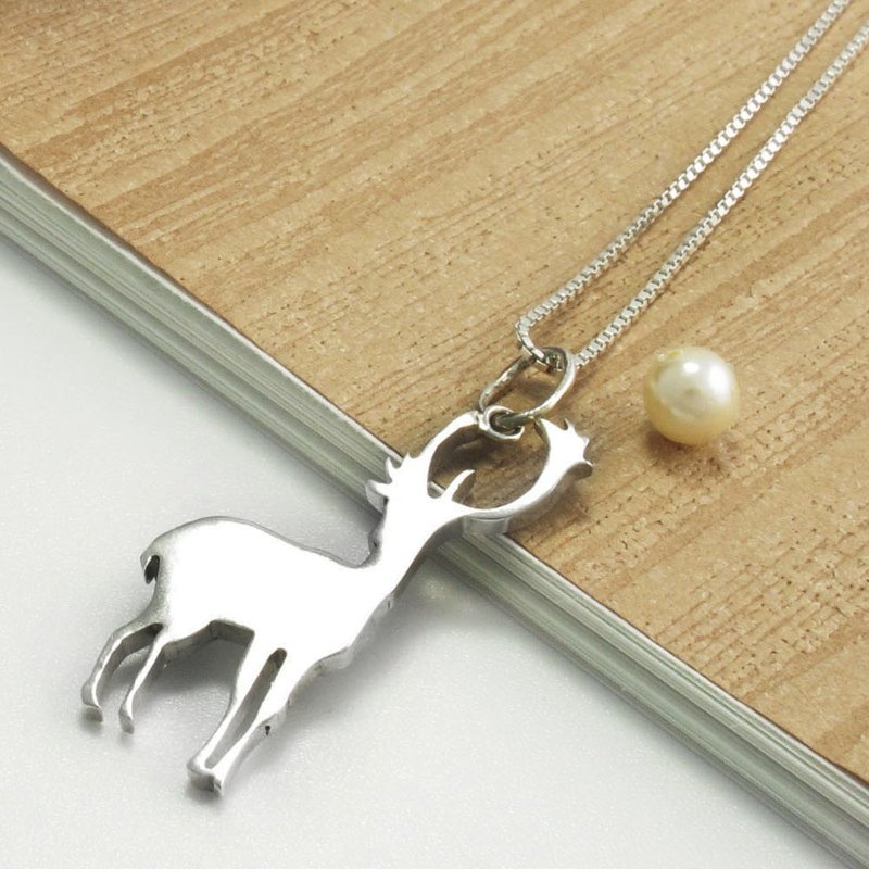 麋鹿项链~幸福圣诞夜(限量一件)925纯银项链 手工设计银饰 圣诞礼物-64DESIGN银饰 - 项链 - 其他金属 灰色