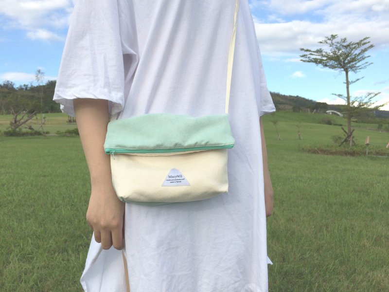 MaryWil双色蛋糕包-米白薄荷 - 侧背包/斜挎包 - 纸 多色