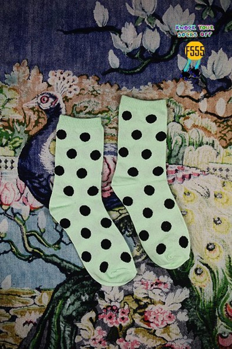 绿色黑点袜!!夏漪眺=knock your socks off !! - 袜子 - 其他材质 绿色