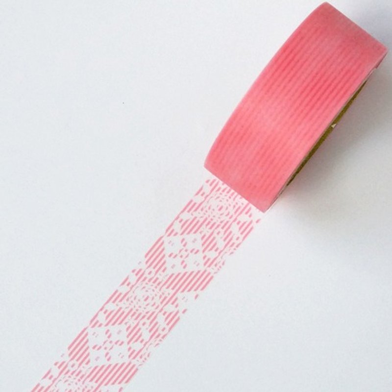NICHIBAN Petit Joie Mending Tape 花漾胶带【条纹花砖 (PJMD-15S005)】 - 纸胶带 - 其他材质 粉红色